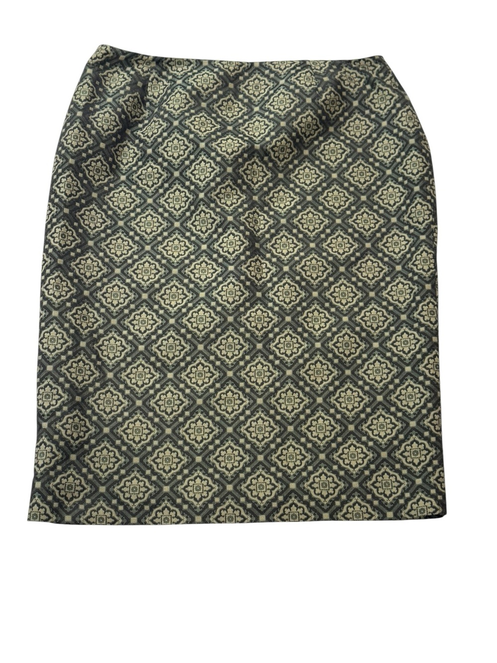 Nine West Green & Cream Geometric Jacquard Pencil Skirt Size 2